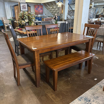 6 Piece Amber Wood Dining Set
