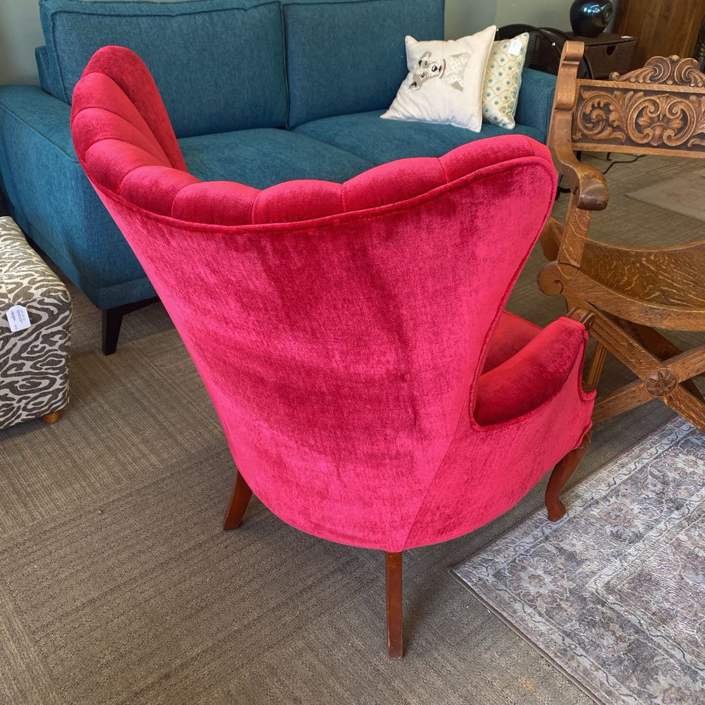 Vintage Red Velvet Chanel Back Chair