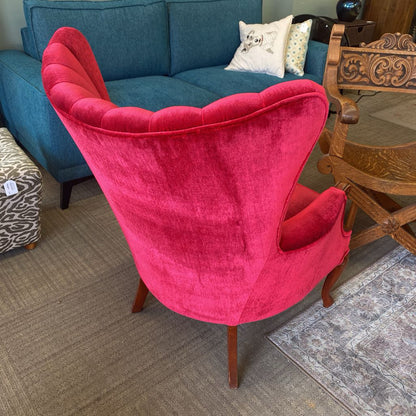 Vintage Red Velvet Chanel Back Chair