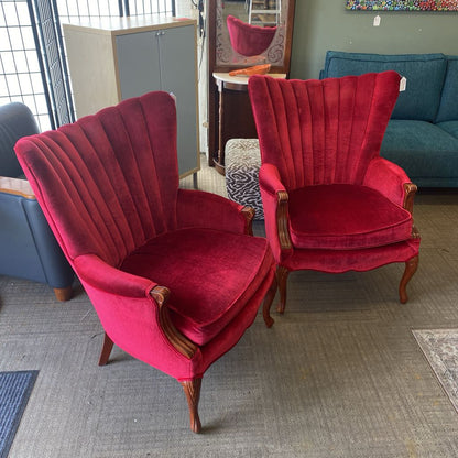 Vintage Red Velvet Chanel Back Chair