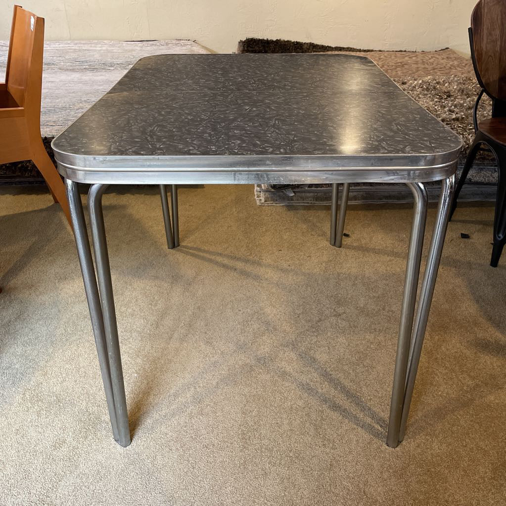 Vintage Dark Grey Cracked Ice Top Metal Leg Dining Table C DINING TABLES