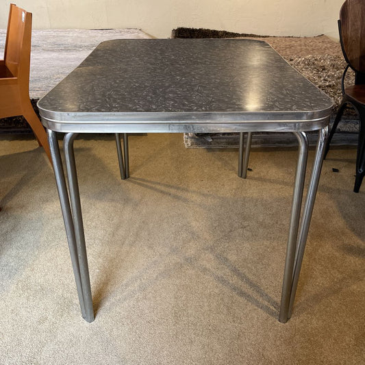 Vintage Dark Grey Cracked Ice Top Metal Leg Dining Table C DINING TABLES