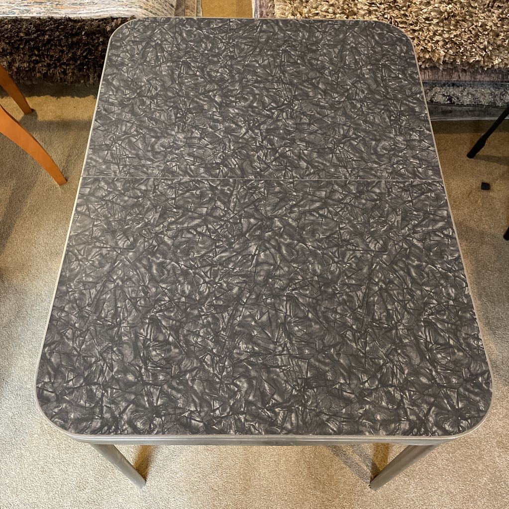 Vintage Dark Grey Cracked Ice Top Metal Leg Dining Table C DINING TABLES
