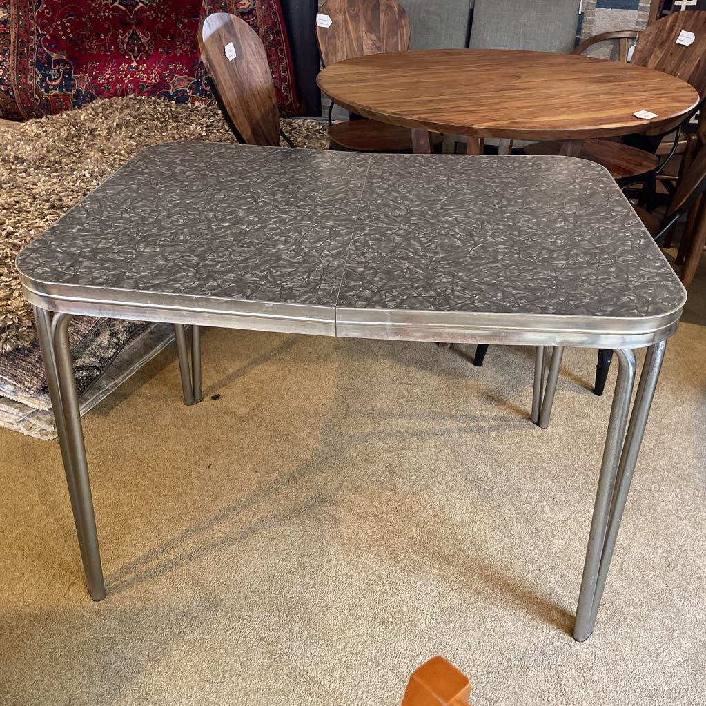 Vintage Dark Grey Cracked Ice Top Metal Leg Dining Table C DINING TABLES