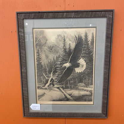 RALPH OBERG Signed & Numbered B&W Eagle Print