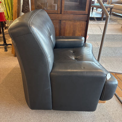 W. Schillig Top Grain Black Leather Swivel Chair