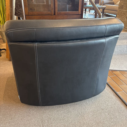 W. Schillig Top Grain Black Leather Swivel Chair
