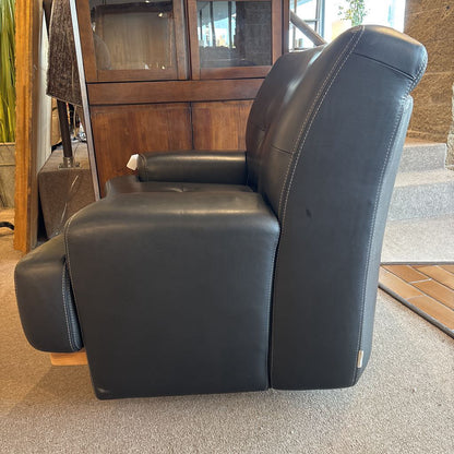 W. Schillig Top Grain Black Leather Swivel Chair
