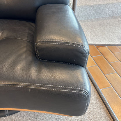 W. Schillig Top Grain Black Leather Swivel Chair