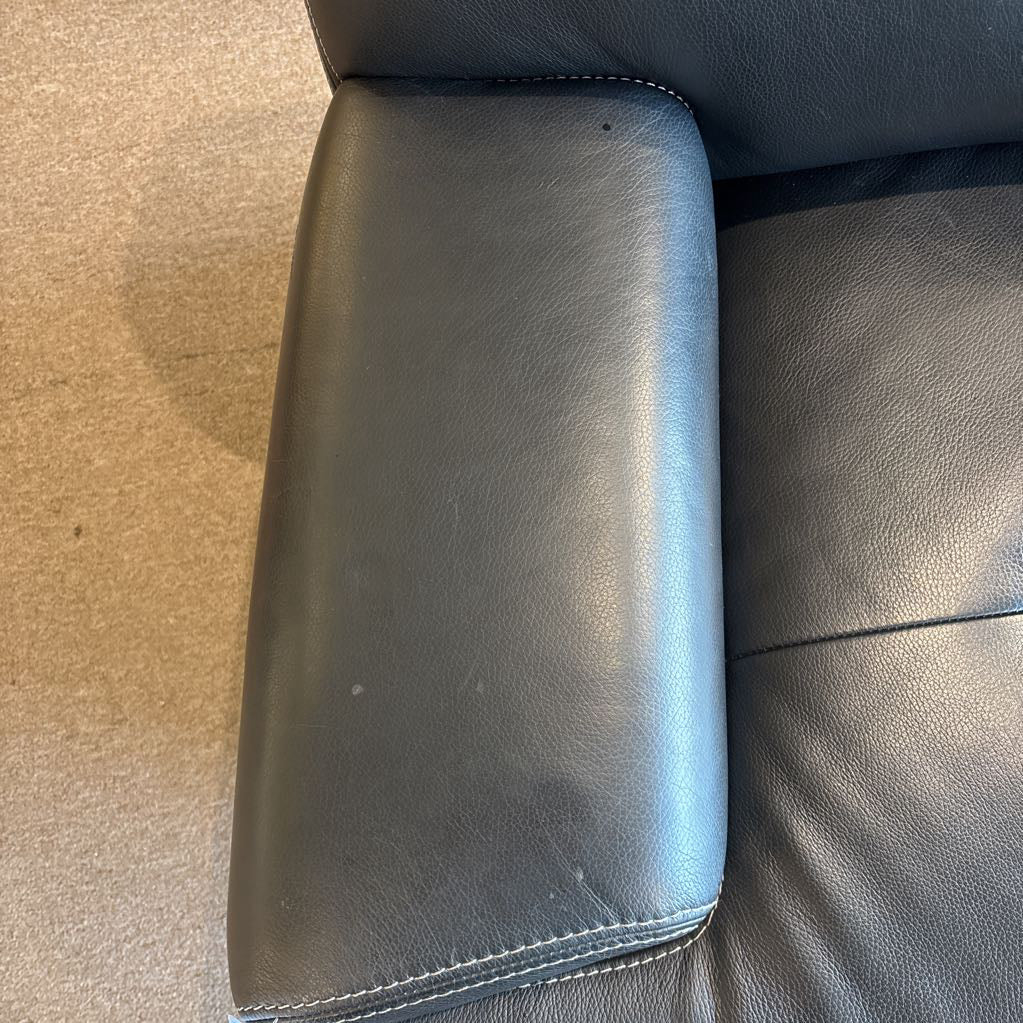 W. Schillig Top Grain Black Leather Swivel Chair