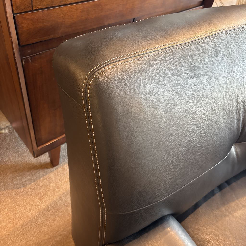 W. Schillig Top Grain Black Leather Swivel Chair