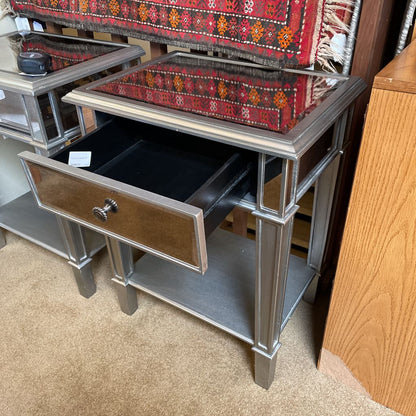 Silver Mirrored Nightstand