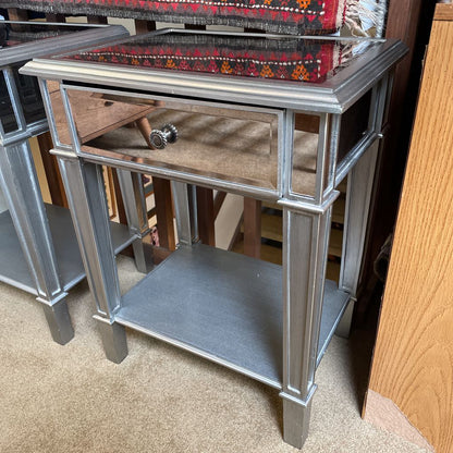 Silver Mirrored Nightstand