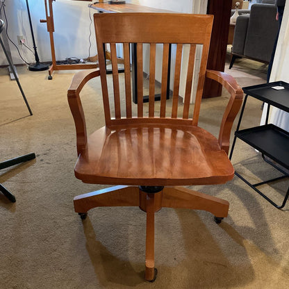 Vintage Wooden Swivel Office Chair