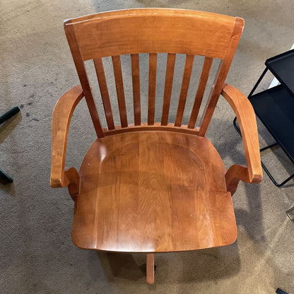 Vintage Wooden Swivel Office Chair