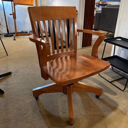 Vintage Wooden Swivel Office Chair