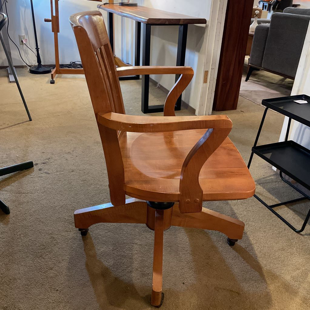 Vintage Wooden Swivel Office Chair