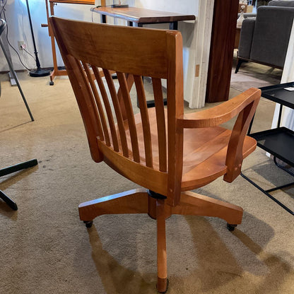 Vintage Wooden Swivel Office Chair