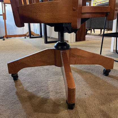Vintage Wooden Swivel Office Chair