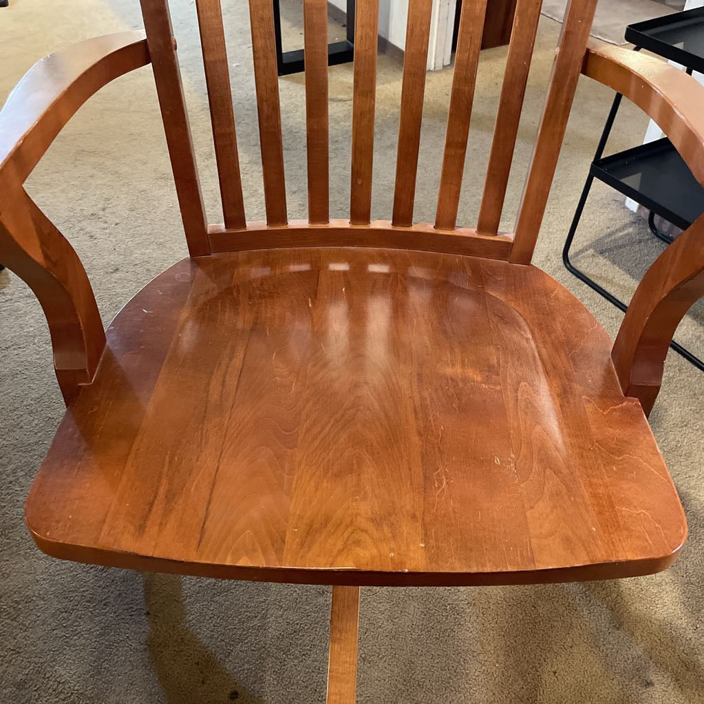 Vintage Wooden Swivel Office Chair