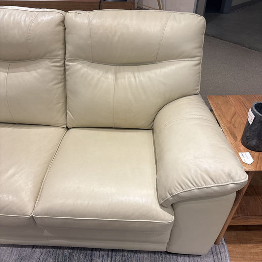 Cream Leather 3 Seater Sofa U SOFAS