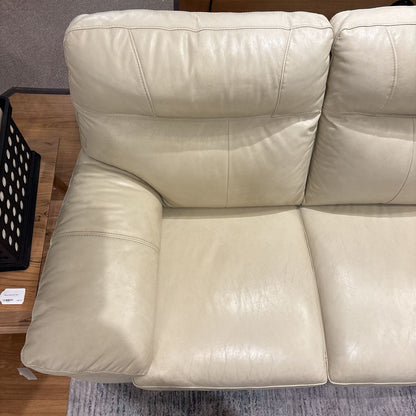 Cream Leather 3 Seater Sofa