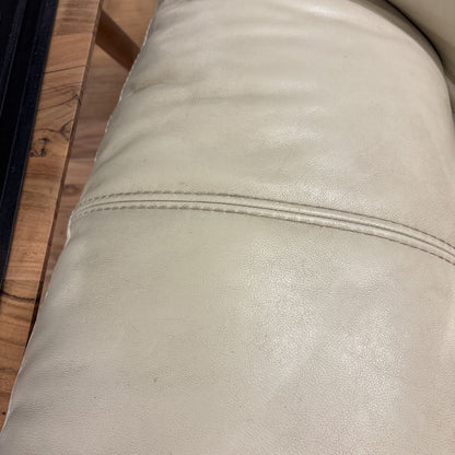Cream Leather 3 Seater Sofa