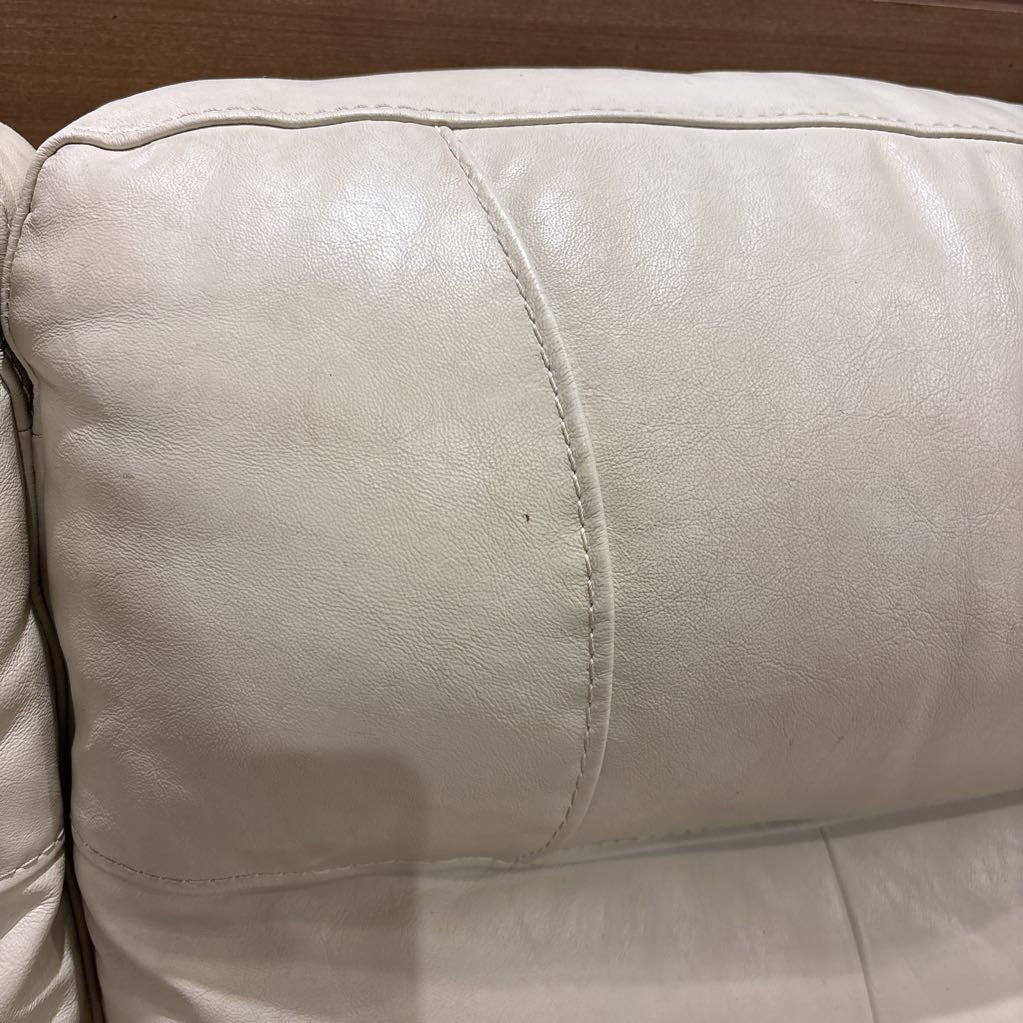 Cream Leather 3 Seater Sofa