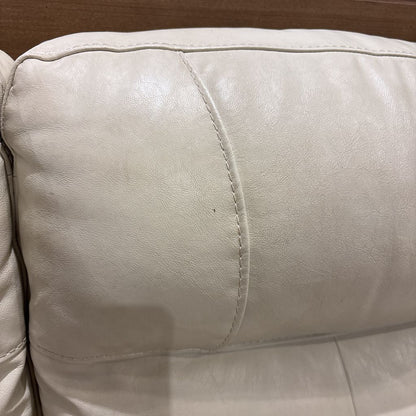 Cream Leather 3 Seater Sofa