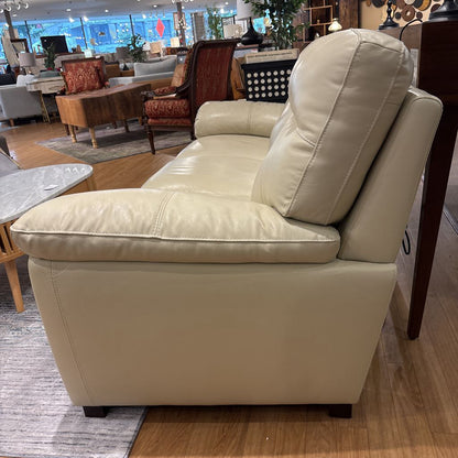 Cream Leather 3 Seater Sofa