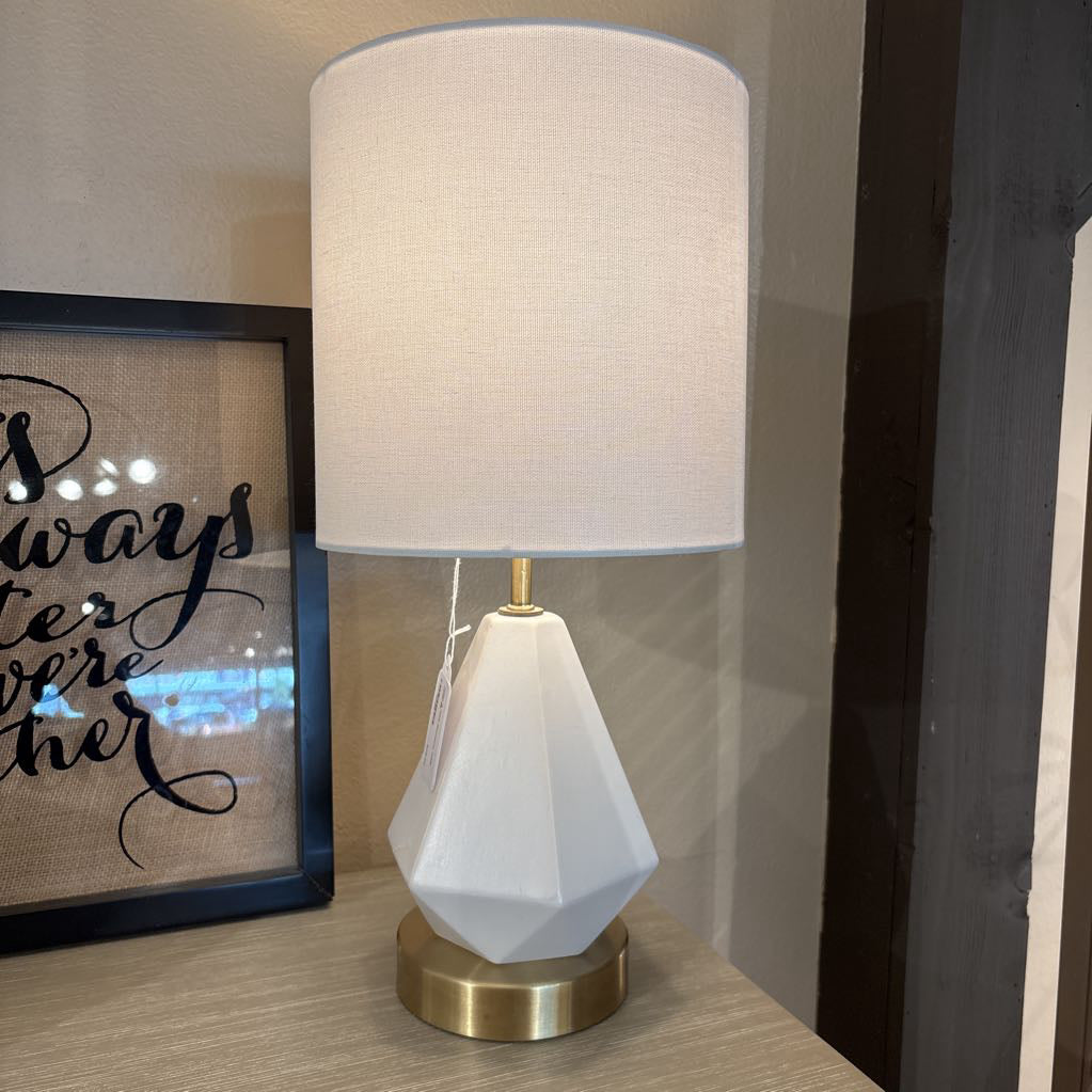 White & Gold Geometric Table Lamp