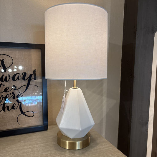 White & Gold Geometric Table Lamp LAMPS