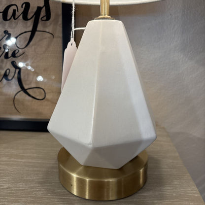 White & Gold Geometric Table Lamp
