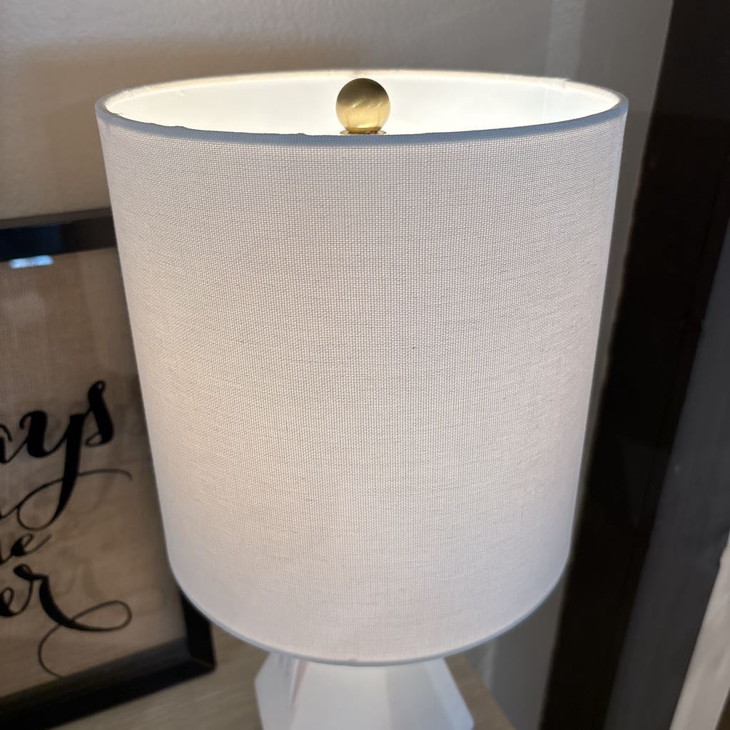 White & Gold Geometric Table Lamp