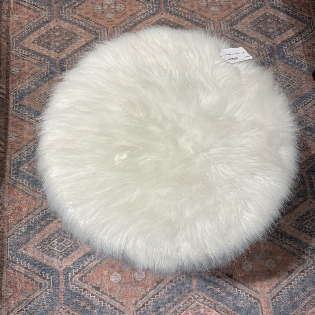 White Fur Gold Leg Ottoman U OTTOMANS