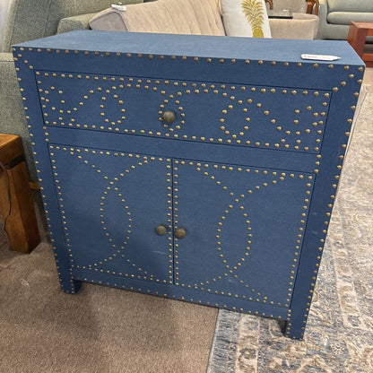 Blue Upholstered Nailhead Cabinet