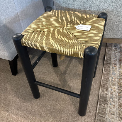 Small Woven Black Frame Stool