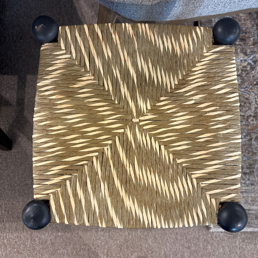 Small Woven Black Frame Stool