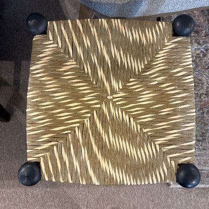 Small Woven Black Frame Stool