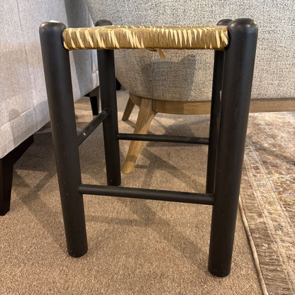 Small Woven Black Frame Stool