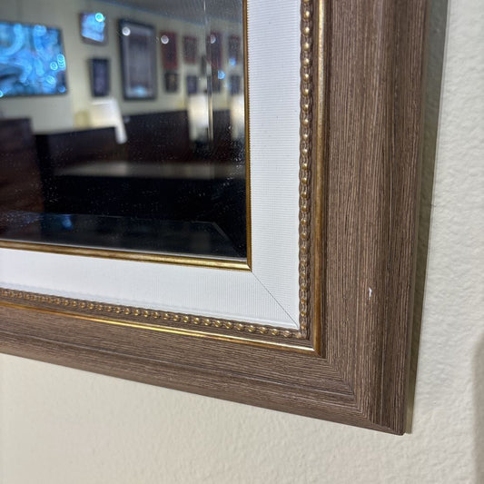 Wood & Gold Frame Beveled Mirror C MIRRORS