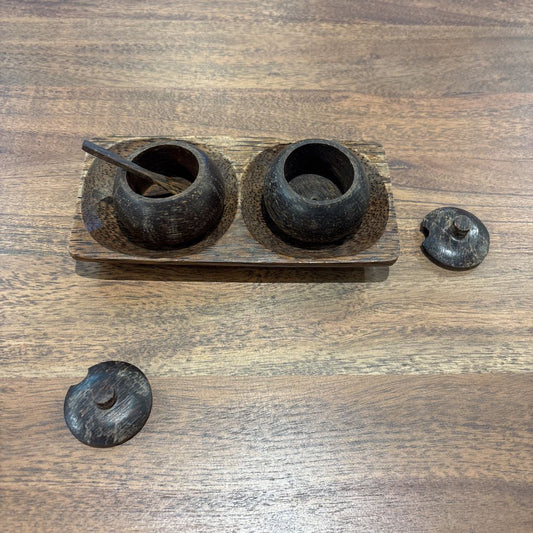Hand Carved Wooden Preserve Pots SMALLS
