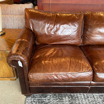Couch 3 Seat Caramel Leather Rolled Arm Sofa