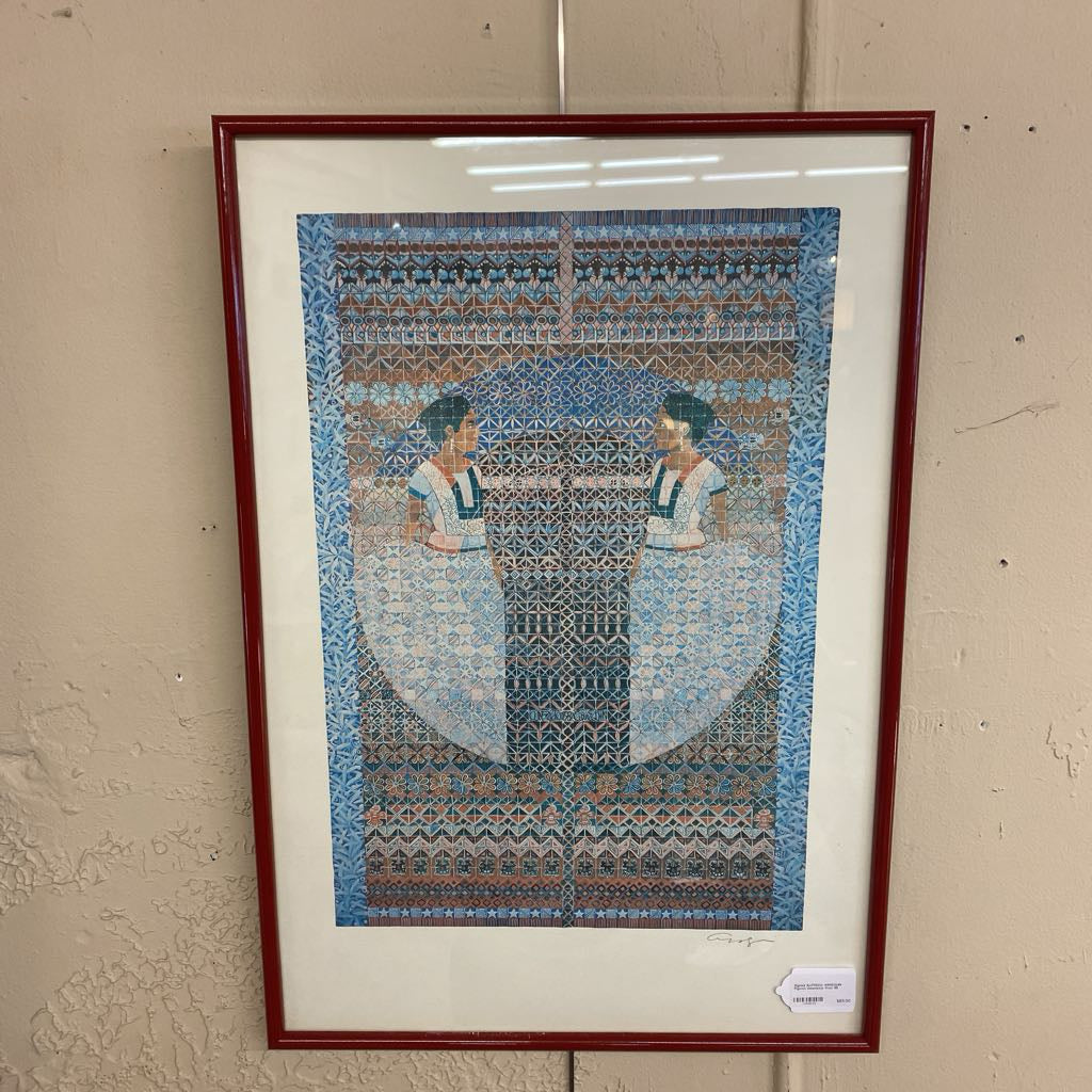 Signed ALFREDO ARREGUIN Figures Geometric Print