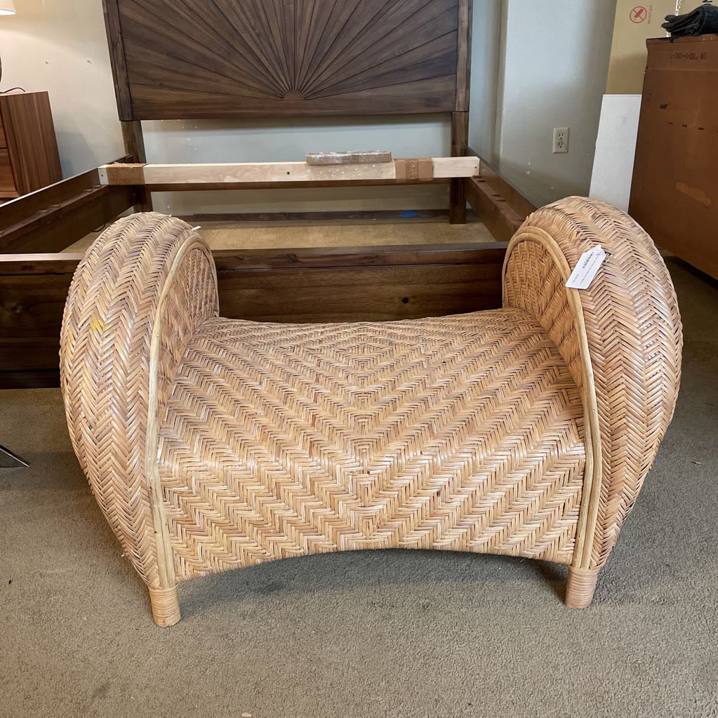 Rattan Woven Curved Arm Bench C ACCENT BENCHES
