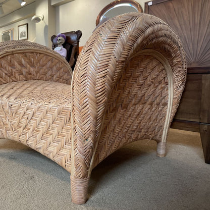 Rattan Woven Curved Arm Bench C ACCENT BENCHES
