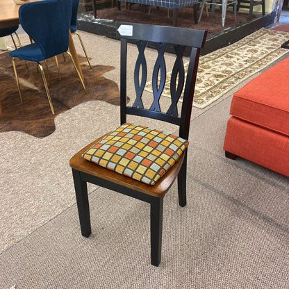 Black & Walnut Lattice Back Side Chair w/Cushion