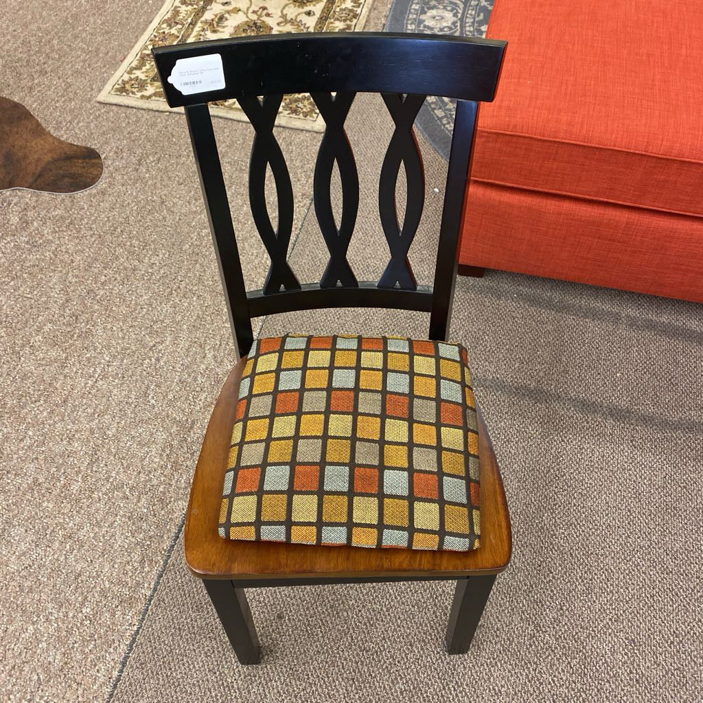 Black & Walnut Lattice Back Side Chair w/Cushion