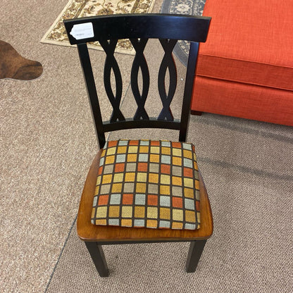 Black & Walnut Lattice Back Side Chair w/Cushion