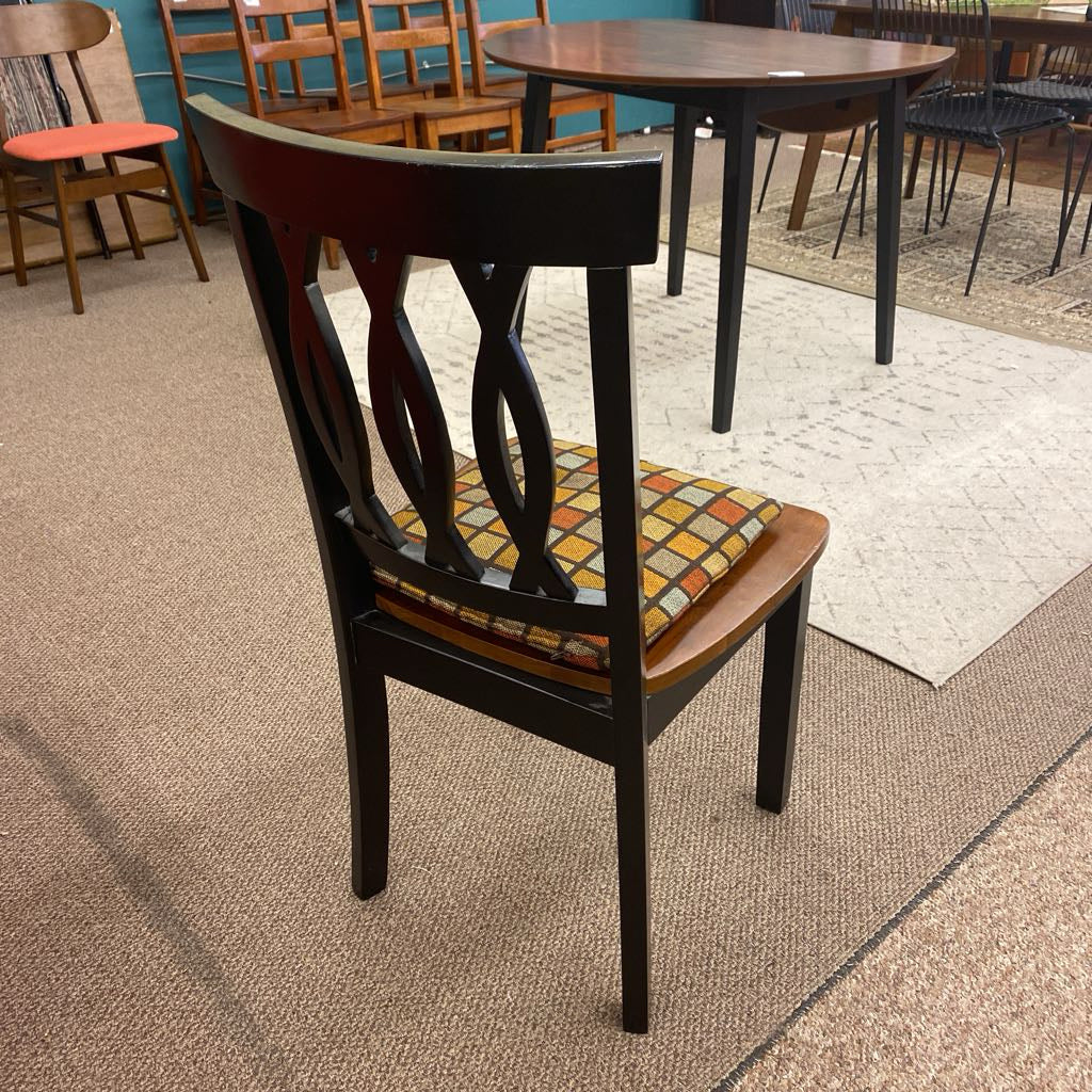 Black & Walnut Lattice Back Side Chair w/Cushion